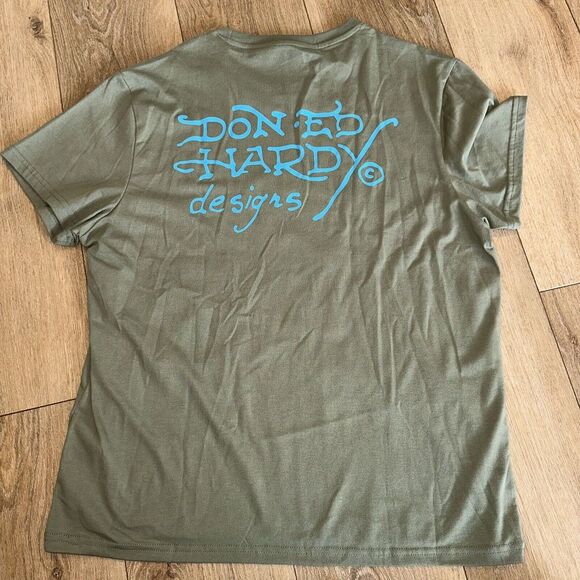 Ed Hardy T-shirt Graphic Print Gray Black‎ Panther Men's Size Medium Tattoo NWOT - Picture 6 of 7